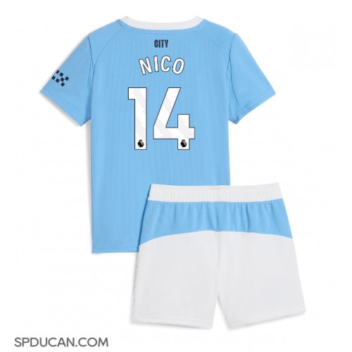 Dječji Nogometni Dres Manchester City Nico Gonzalez #14 Domaci 2025-26 Kratak Rukav (+ Kratke hlače)